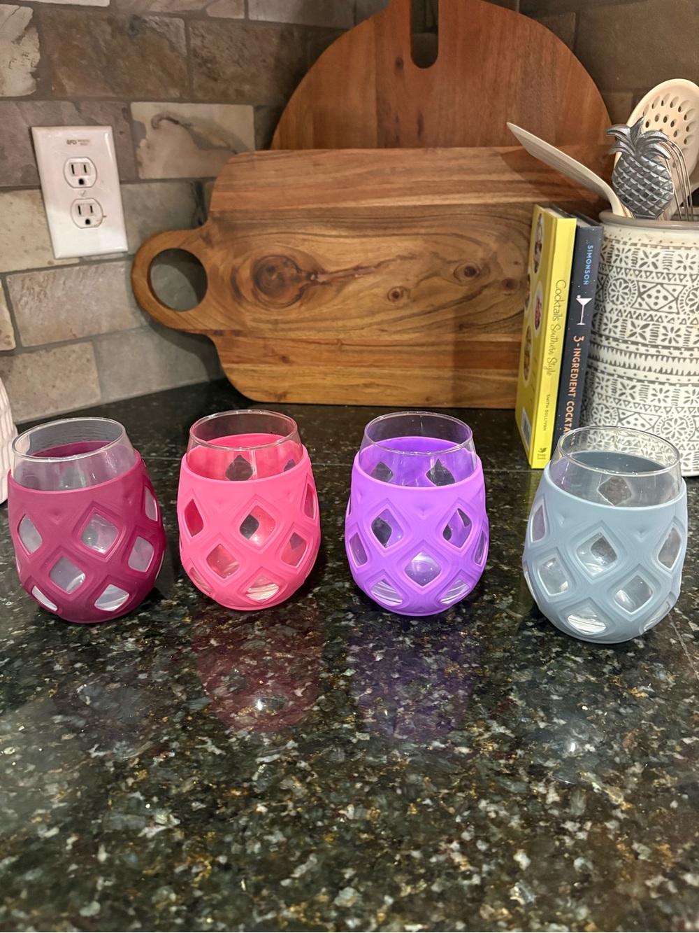 Ello Silicone Lattice Glass Wine Glass Tumbler Set - Assorted Colors